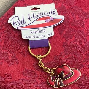 5/$10❤️❤️❤️NWTs 18Kt Gold Plated Enamel RED Hat Keychain Bag Charm